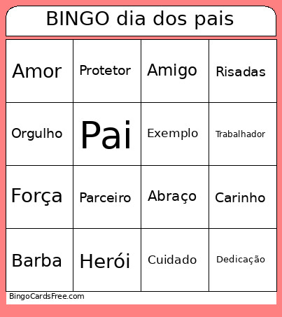 Dia Dos Pais Bingo Card