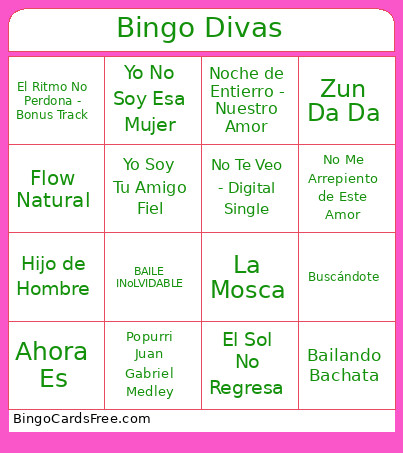 Divas Bingo Card