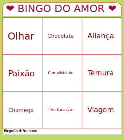 ❤️ DO AMOR ❤️ Bingo Card