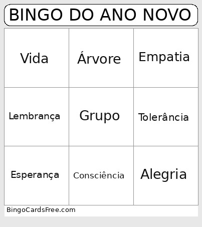 DO ANO NOVO Bingo Card