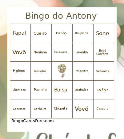 Do Antony Bingo Card