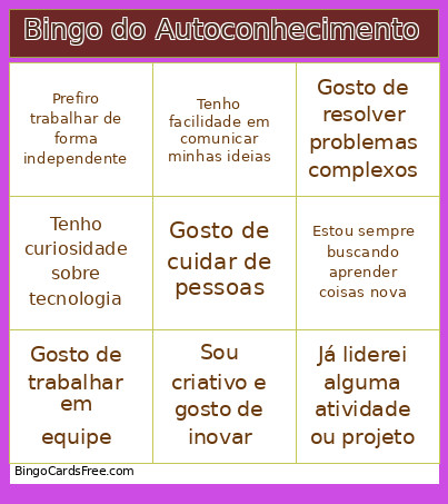 Do Autoconhecimento Bingo Card