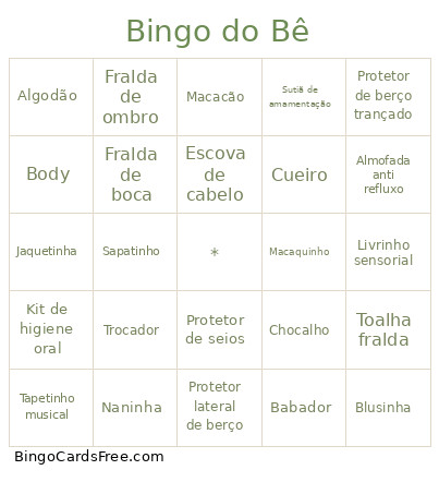 Do Bê Bingo Card