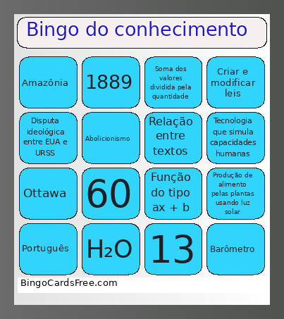 Do Conhecimento Bingo Card