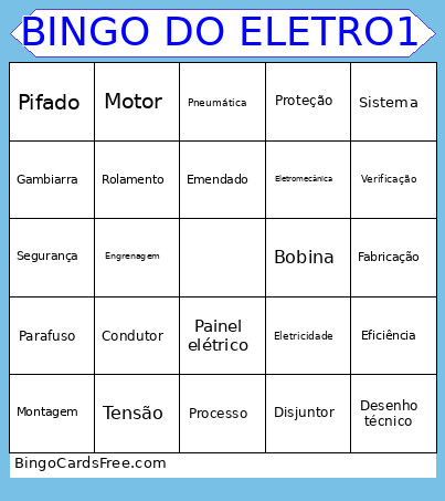 DO ELETRO1 Bingo Card