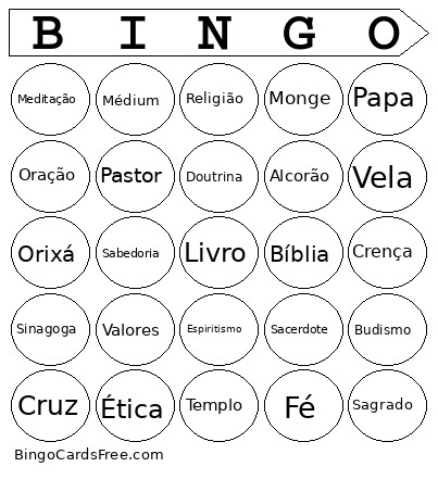 DO ENSINO RELIGIOSO Bingo Card