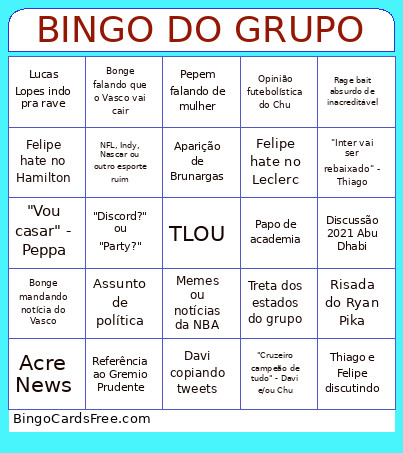 DO GRUPO Bingo Card