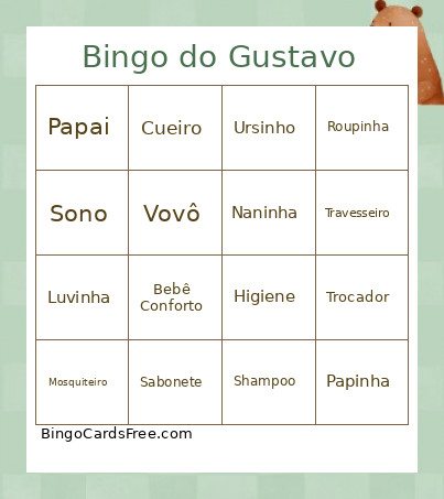 Do Gustavo Bingo Card