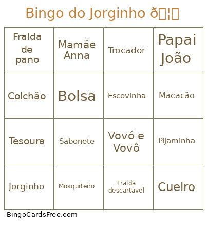 Do Jorginho 🦁 Bingo Card