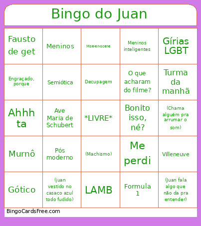 Do Juan Bingo Card