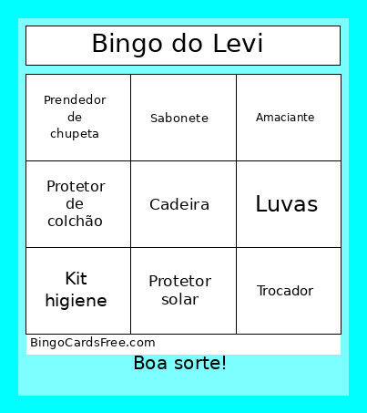 Do Levi Bingo Card