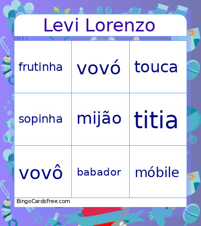 Do Levi Bingo Card