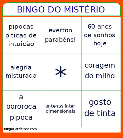 DO MISTÉRIO Bingo Card