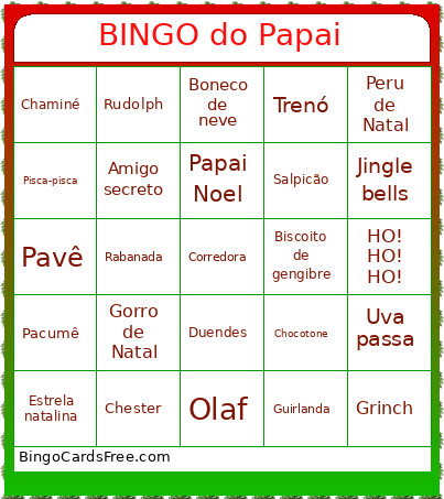 Do Papai Bingo Card