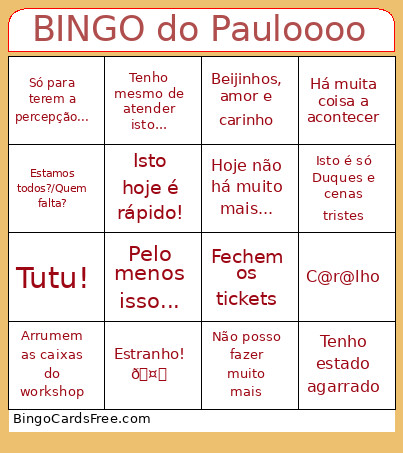 Do Pauloooo Bingo Card