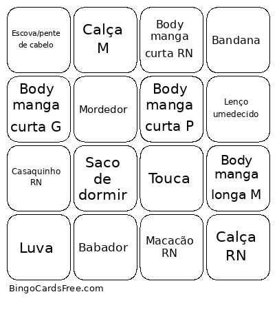 Do Pedrinho Bingo Card