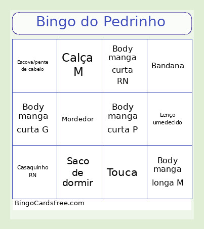 Do Pedrinho Bingo Card