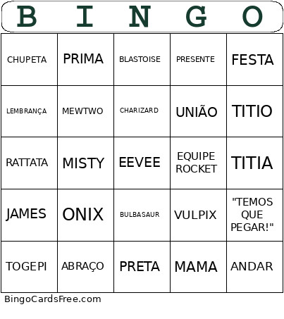 DO POKÉMON AGATHA Bingo Card