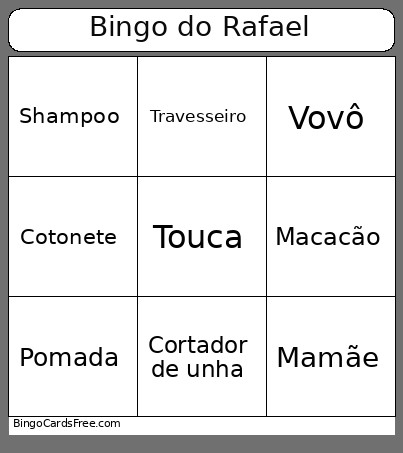 Do Rafael Bingo Card