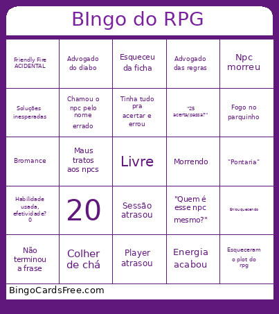 Do RPG Bingo Card
