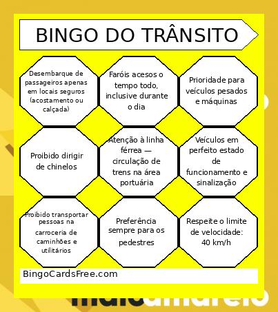 DO TRÂNSITO Bingo Card