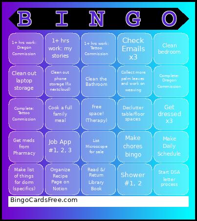 DO WORK! Bingo Card