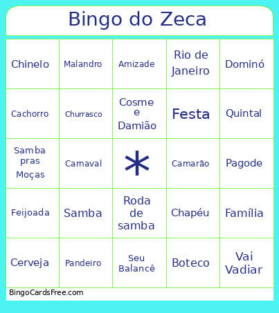 Do Zeca Bingo Card