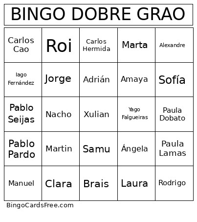 DOBRE GRAO Bingo Card