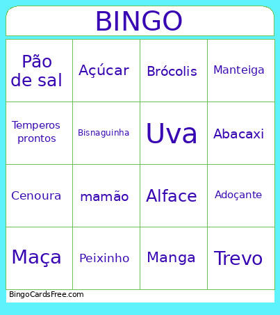 Dos Alimentos Bingo Card