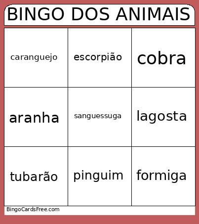 DOS ANIMAIS Bingo Card