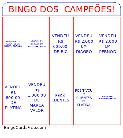 DOS CAMPEÕES! Bingo Card