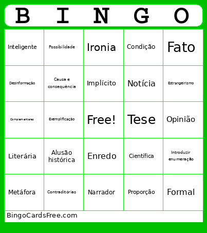 Dos Descritores Bingo Card