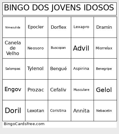 BINGO DOS JOVENS IDOSOS