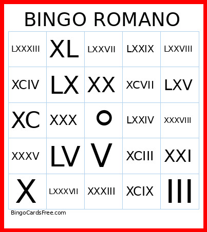 Dos Números Romanos Bingo Card