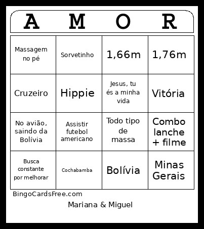Dos Noivos Bingo Card