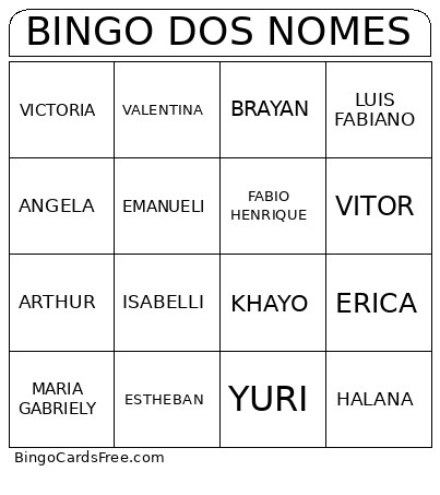 DOS NOMES Bingo Card