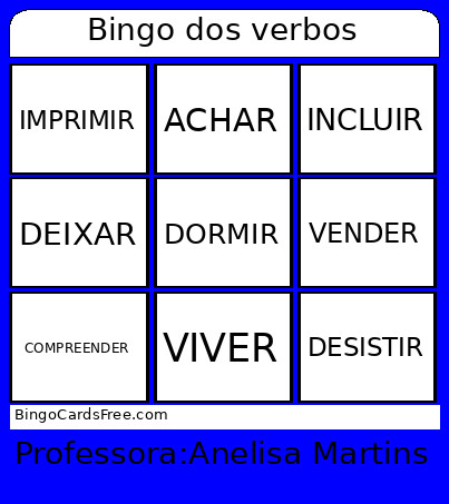 Dos Verbos Bingo Card