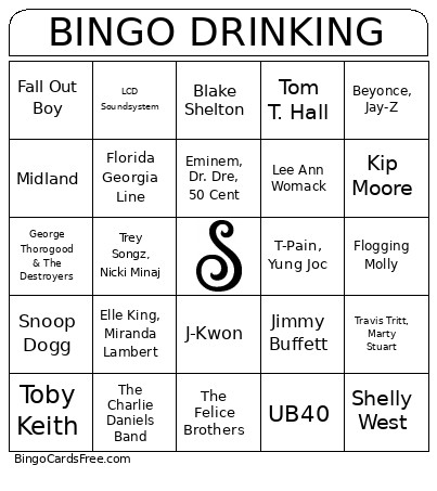 DRINKING Bingo Card