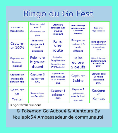 Du Go Fest Bingo Card