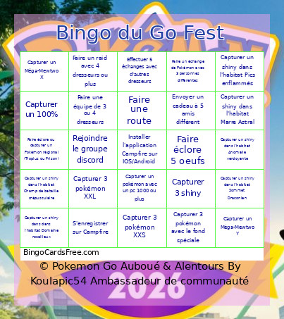 Du Go Fest Bingo Card