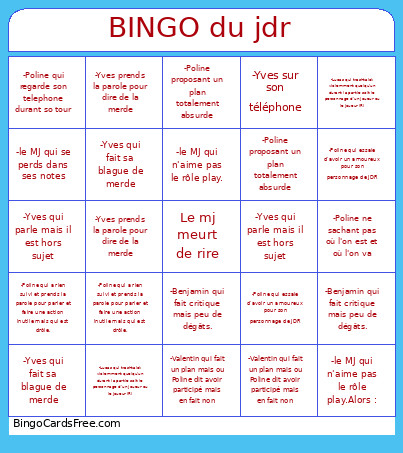 Du Jdr Bingo Card