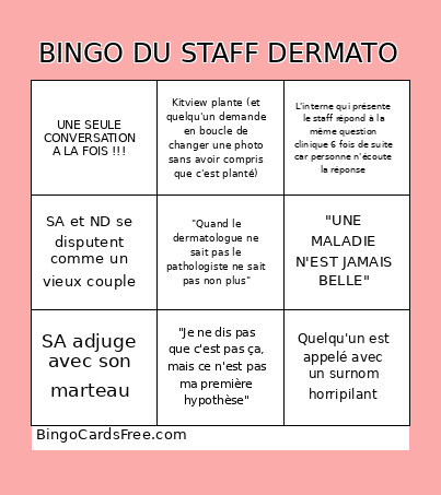 DU STAFF DERMATO Bingo Card
