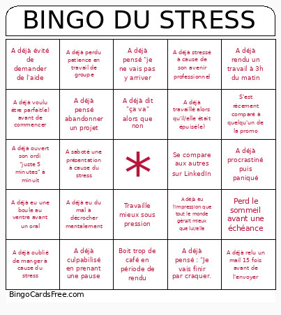 Du Stress Bingo Card