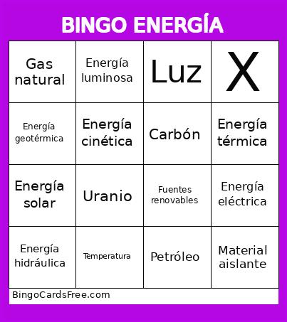 ELECTRICIDAD Bingo Card