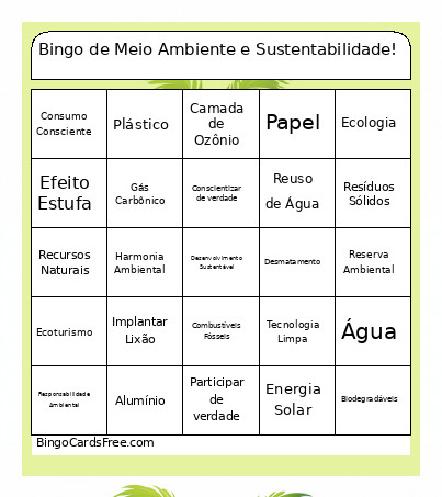 Eletiva O Mundo Gira - Meio Ambiente Bingo Card