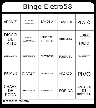Eletro58 Bingo Card