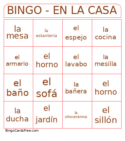- En La Casa Bingo Card