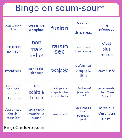 En Soum-soum Bingo Card