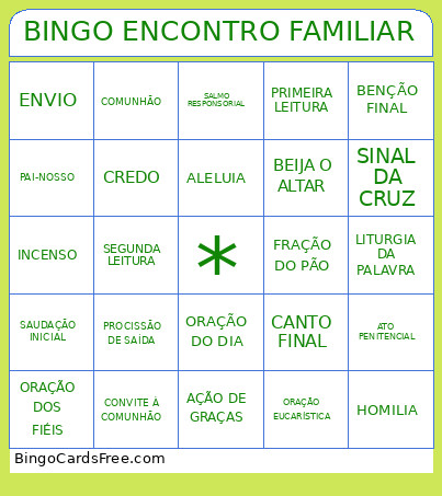 ENCONTRO FAMILIAR Bingo Card