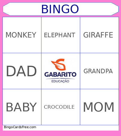 ENGLISH CLASS Bingo Card